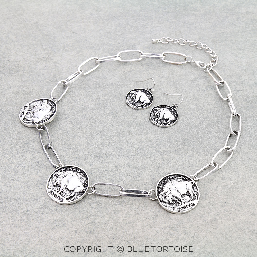 Western 3 Buffalo Coin Choker Set