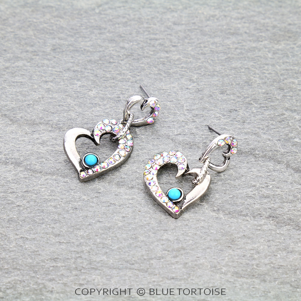 Heart Rhinestone Stud Earrings
