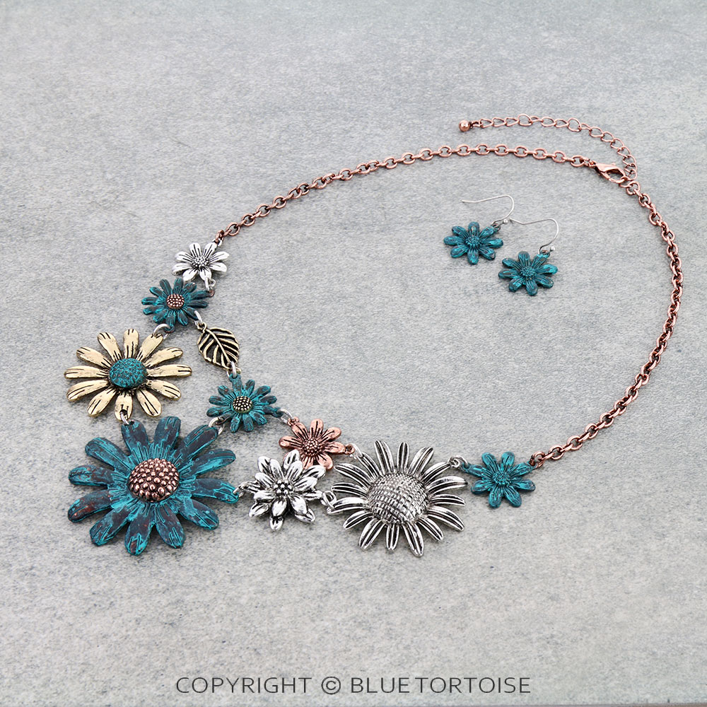Western Flower Statement Necklace Set