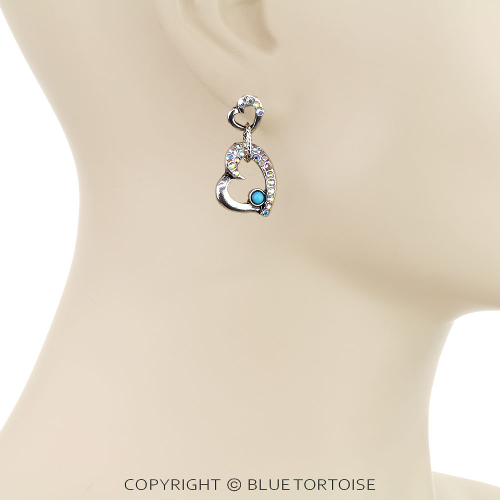 Heart Rhinestone Stud Earrings - Image 2