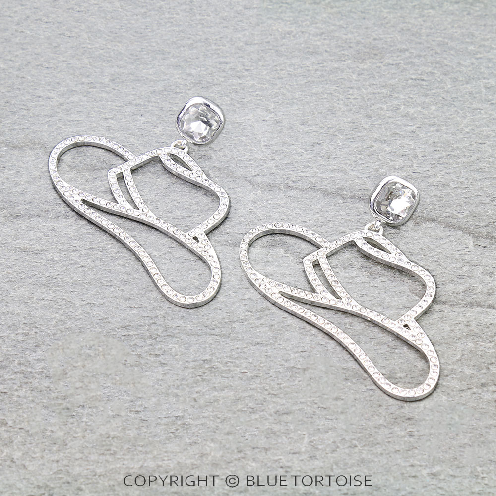 Western Cowboy Hat Cut Out Stone Stud Earrings
