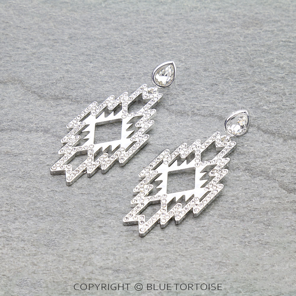 Western Aztec Cut Out Stone Stud Earrings