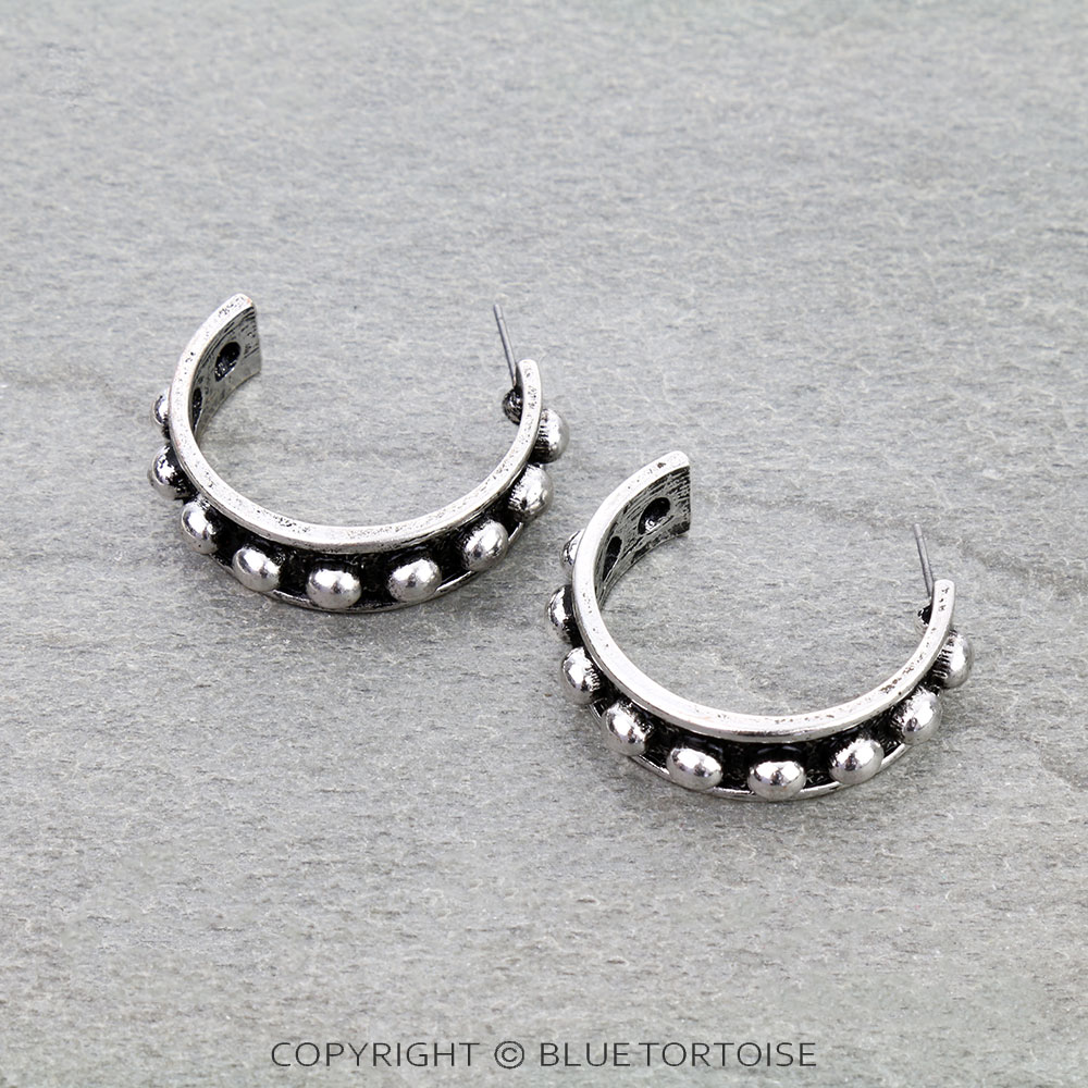 Western Bubble Ball Hoop Earrings