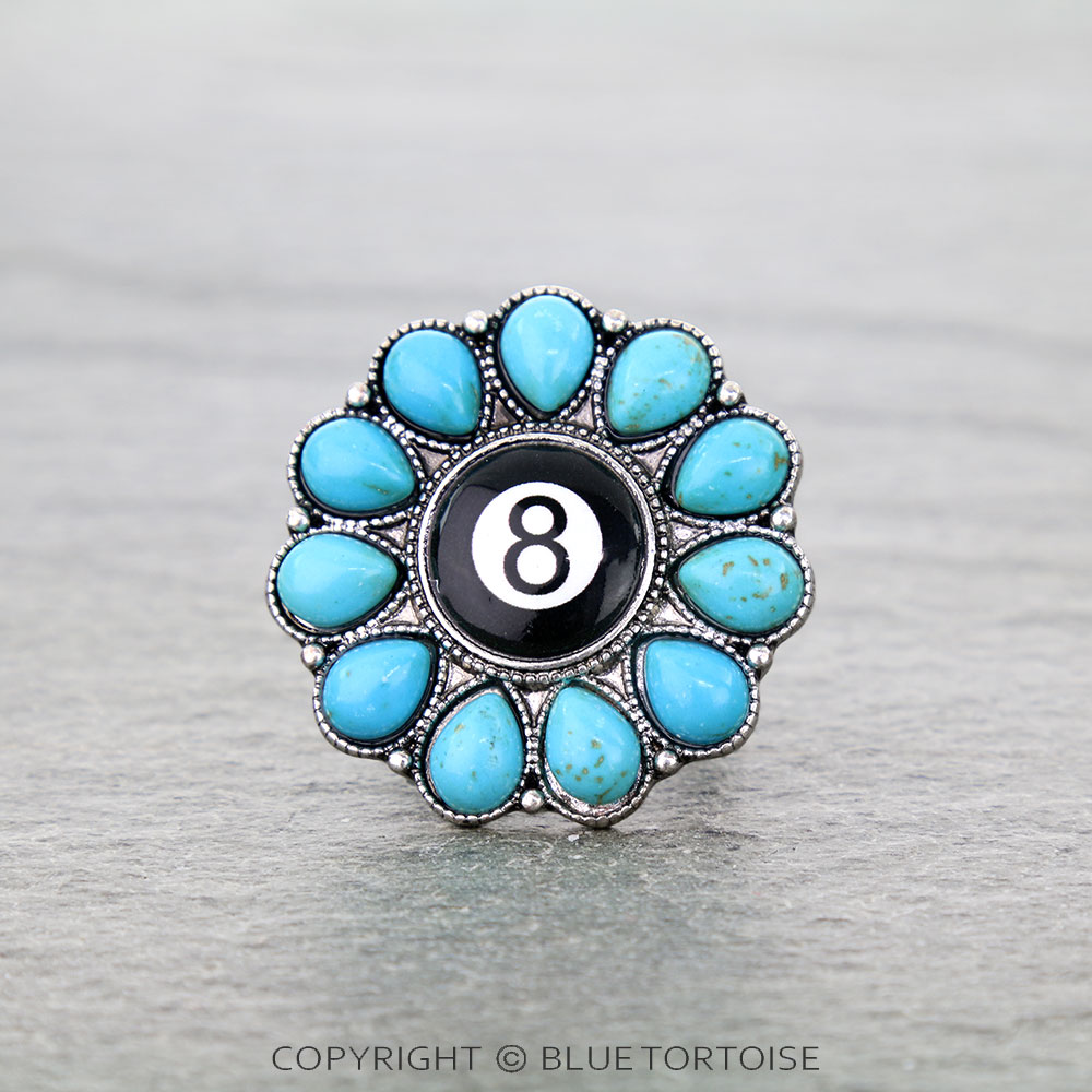 8 Ball Opal Stone Concho Stretch Ring