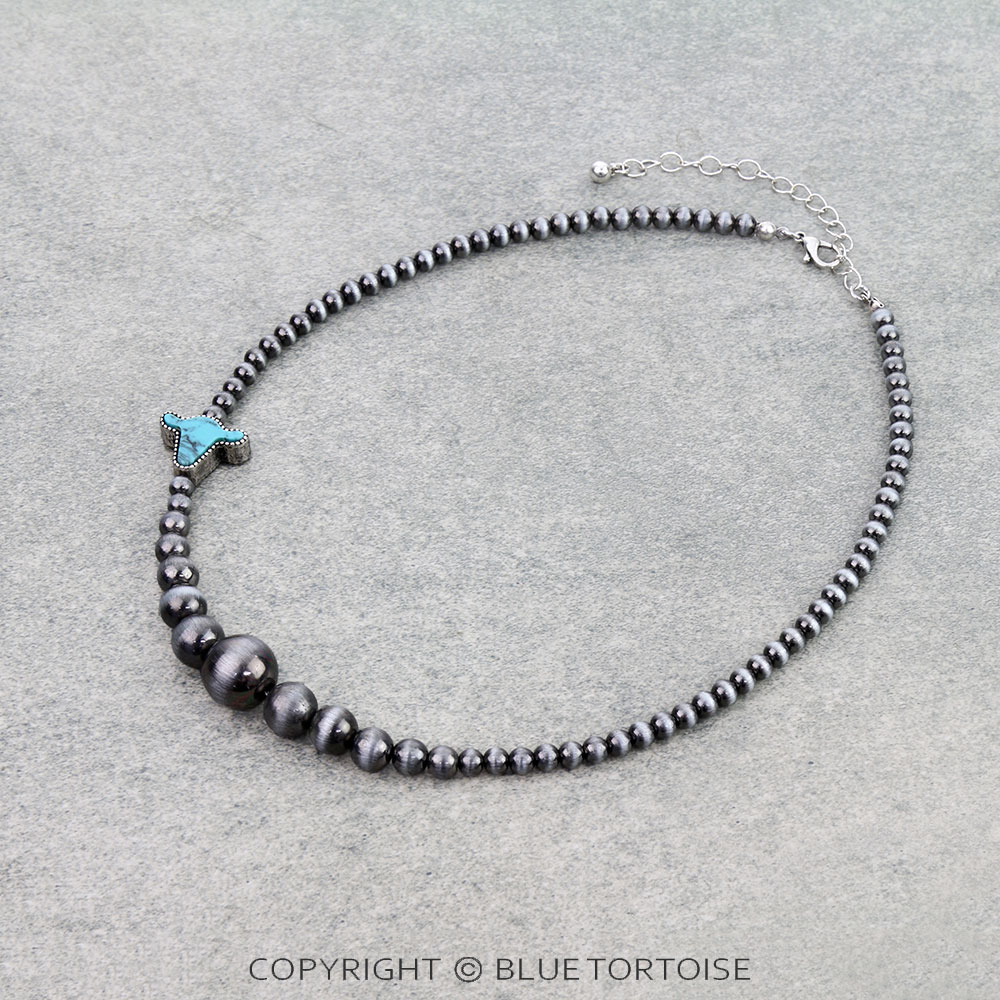 Western Bead Necklace - Cow Head Stone