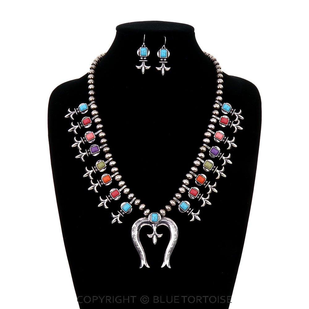 Western Squash Blossom Necklace Set - Image 2