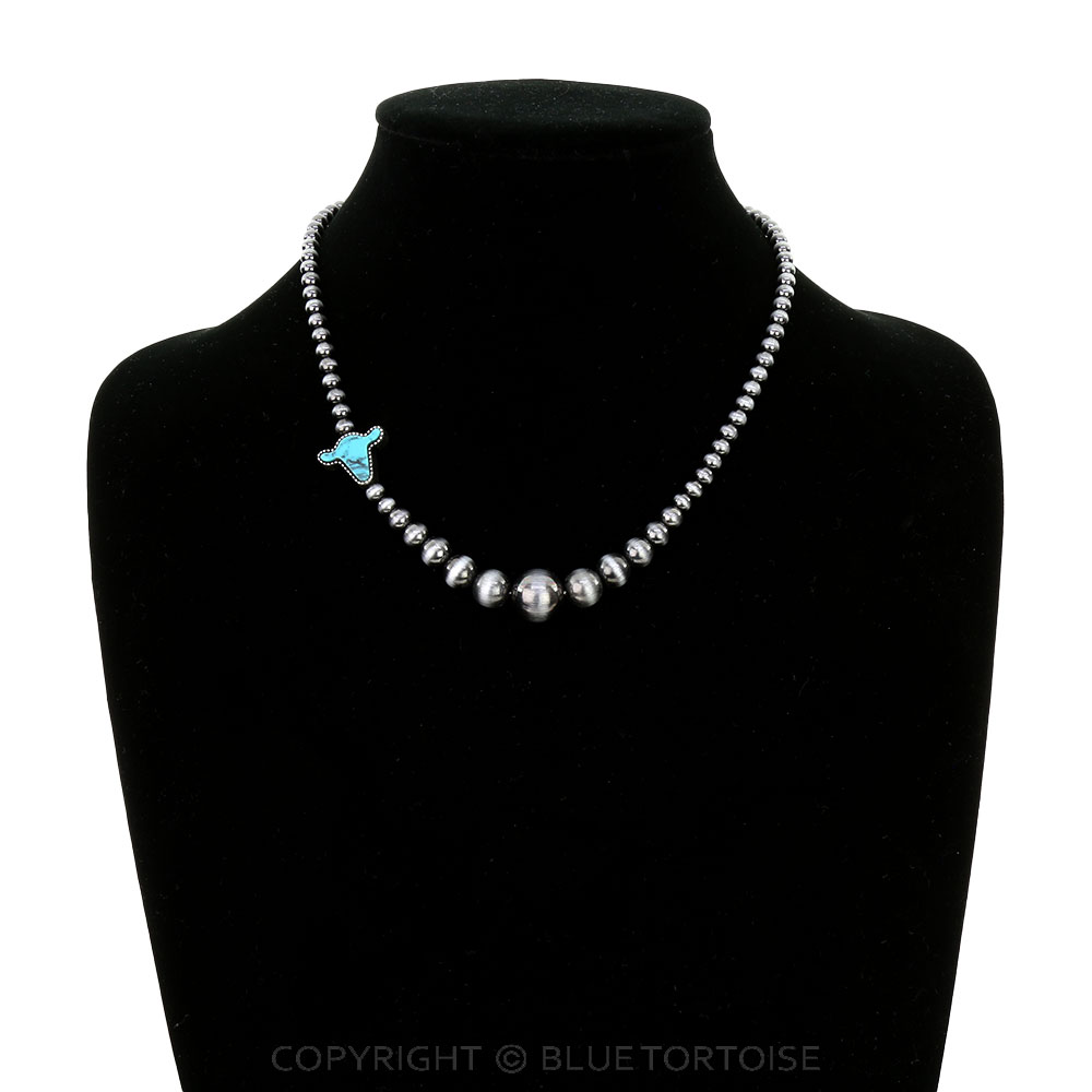 Western Bead Necklace - Cow Head Stone - Image 2