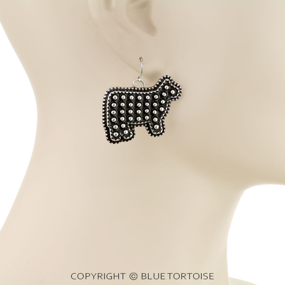 Western Tiny Bubble Cow Dangle Earrings - Image 2