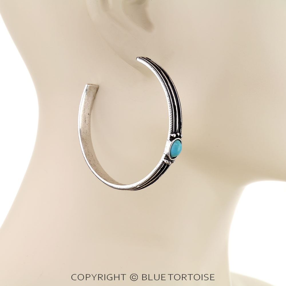 2.25" Western Etched Hoop Earrings - Image 2