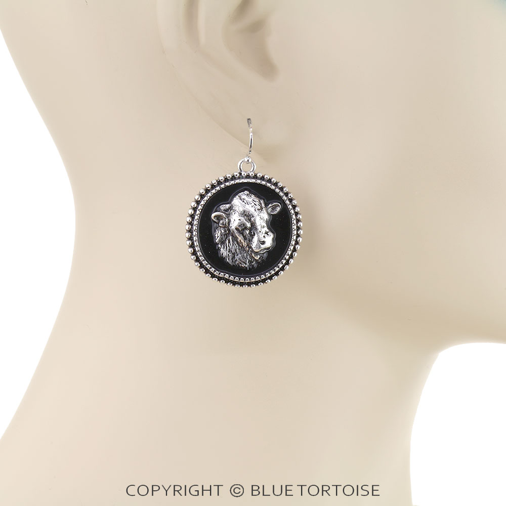 Western Cow Head Dangle Earrings - Image 2