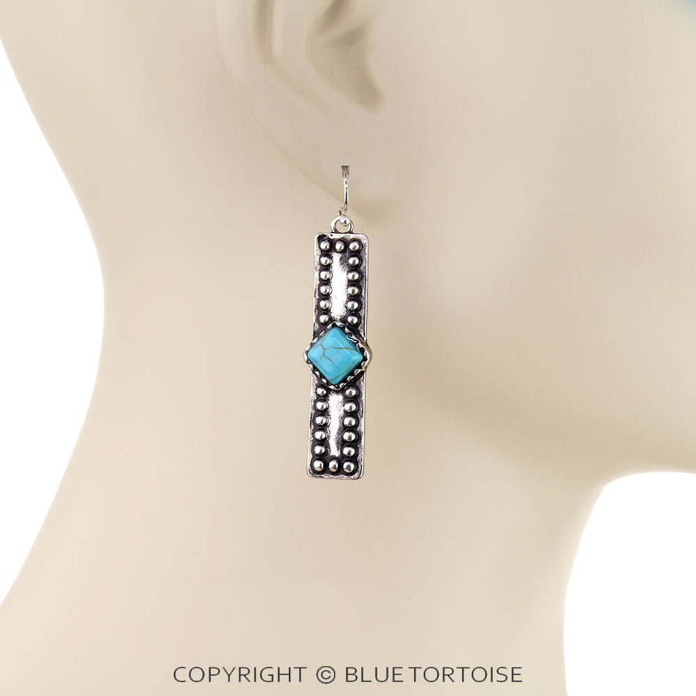 Western Bar Stone Dangle Earrings - Image 2
