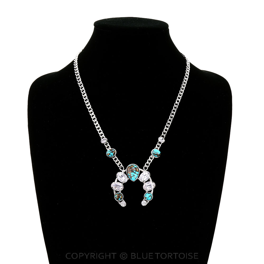 Western Squash Blossom Stone Cuban Chain Necklace - Image 2