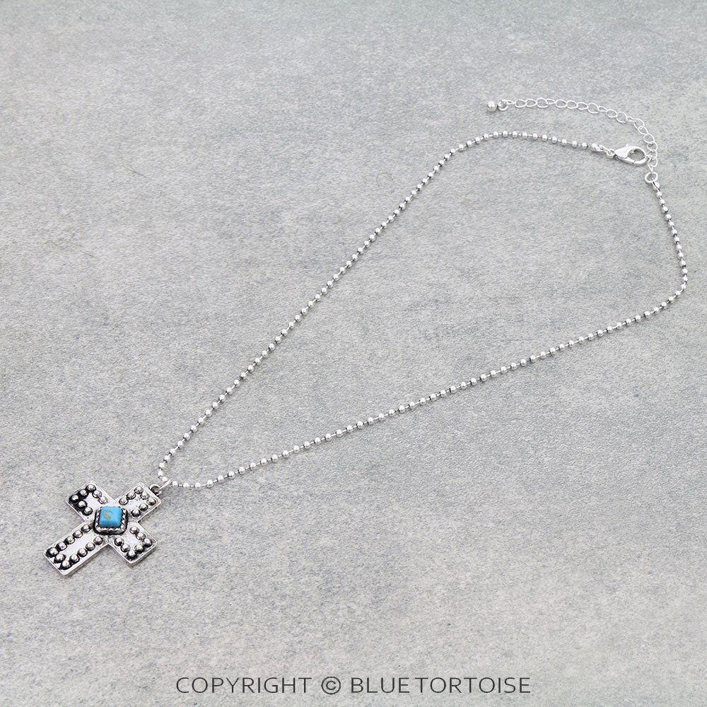 Western Cross Stone Necklace