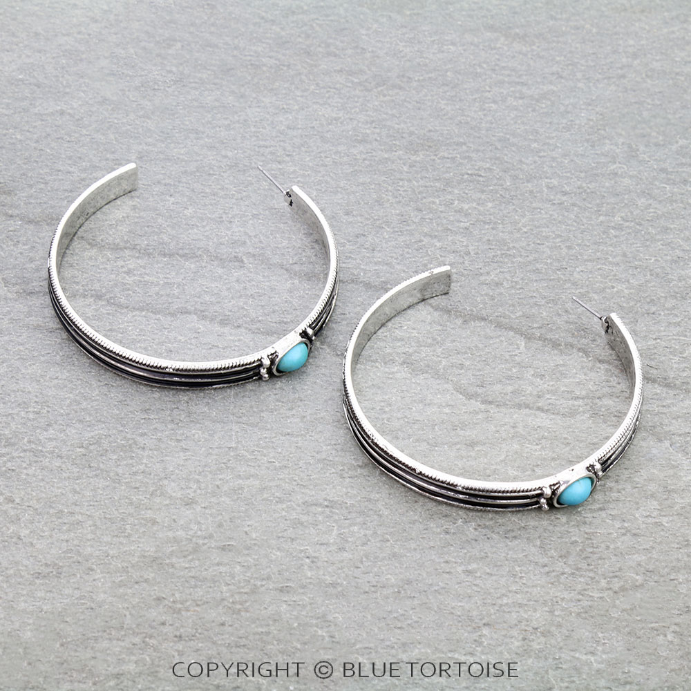 2.25" Western Etched Hoop Earrings