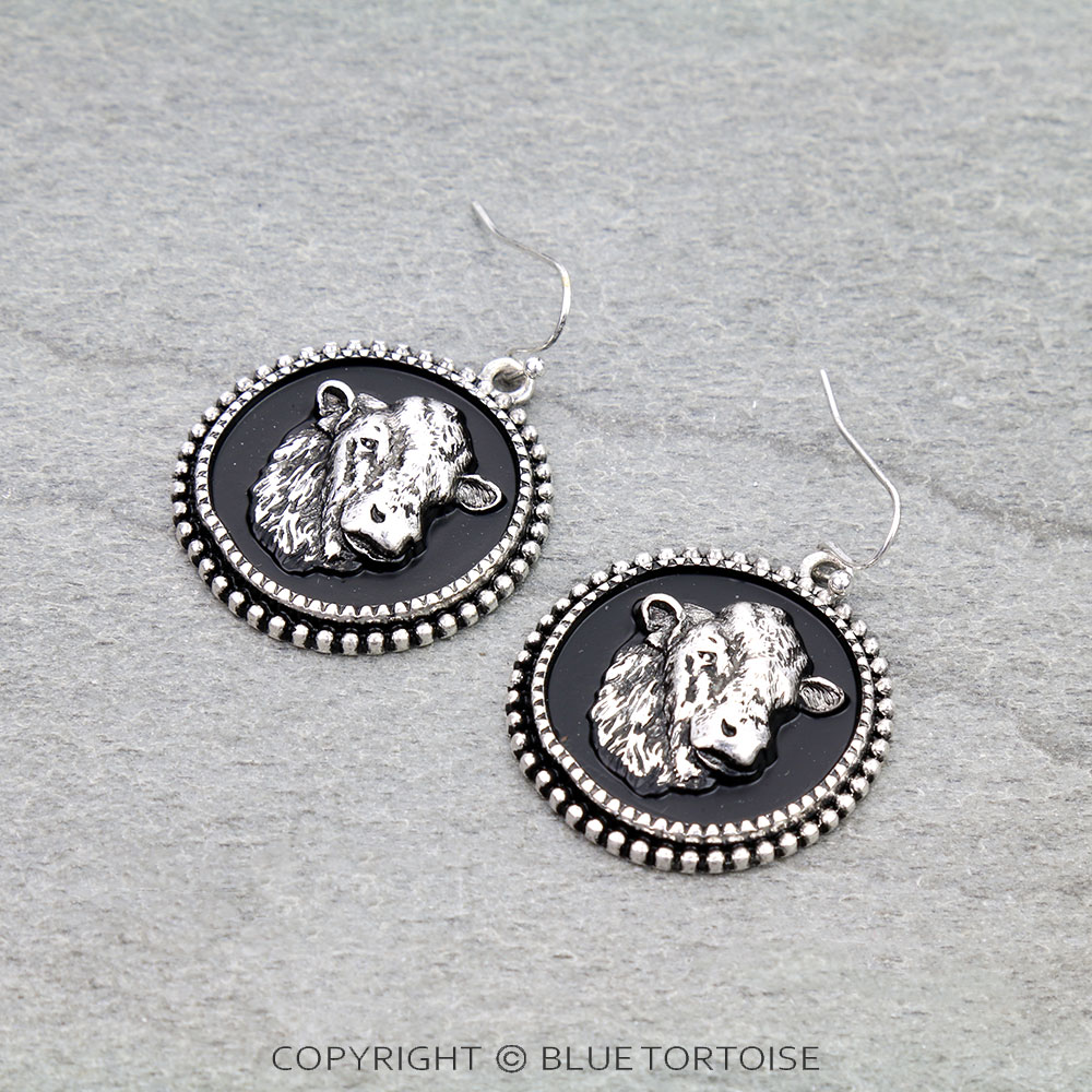 Western Cow Head Dangle Earrings