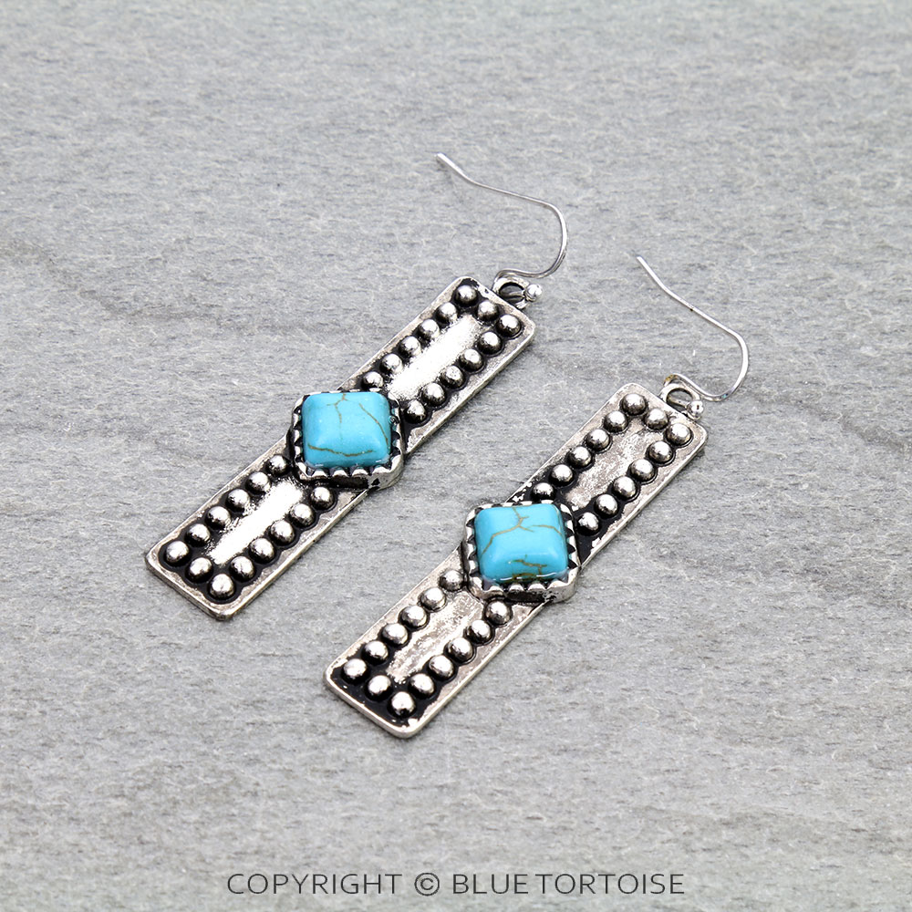 Western Bar Stone Dangle Earrings