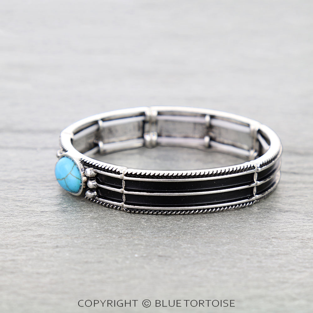 Western Oval Stone Stretch Bracelet - Image 2