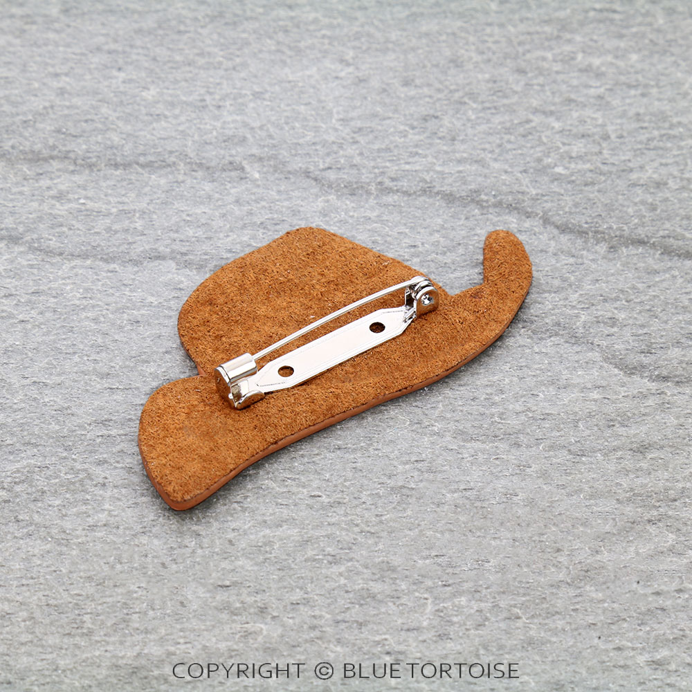 Western Rose Tooled Leather Cowboy Hat Brooch Pin - Image 2