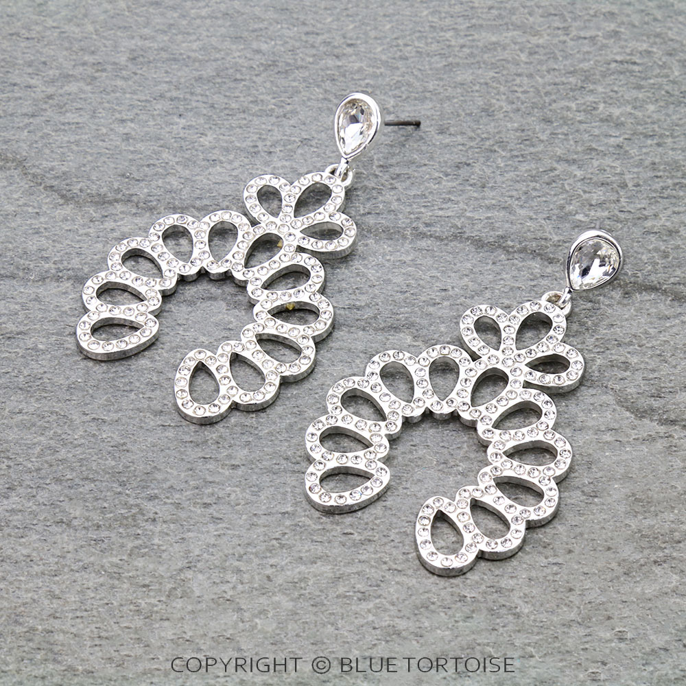 Western Squash Blossom Cut Out Stone Stud Earrings