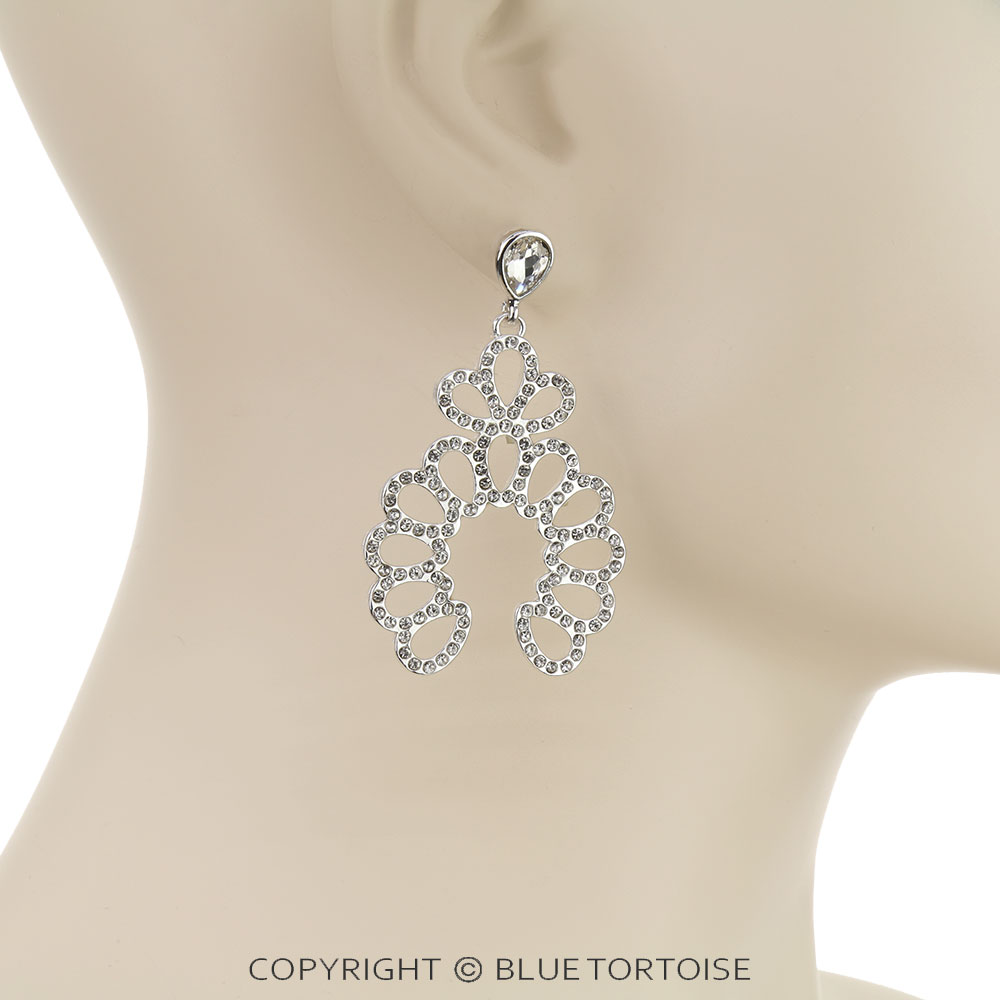 Western Squash Blossom Cut Out Stone Stud Earrings - Image 2