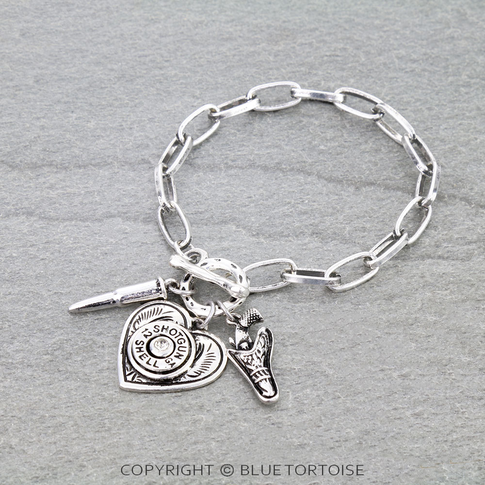Western Heart Charm Link Bracelet