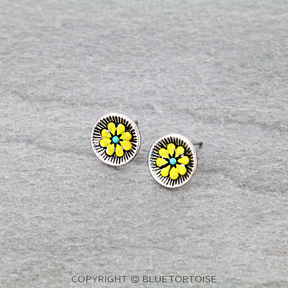 Flower Round Stud Earrings
