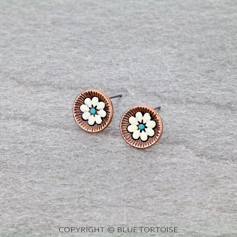 Flower Round Stud Earrings