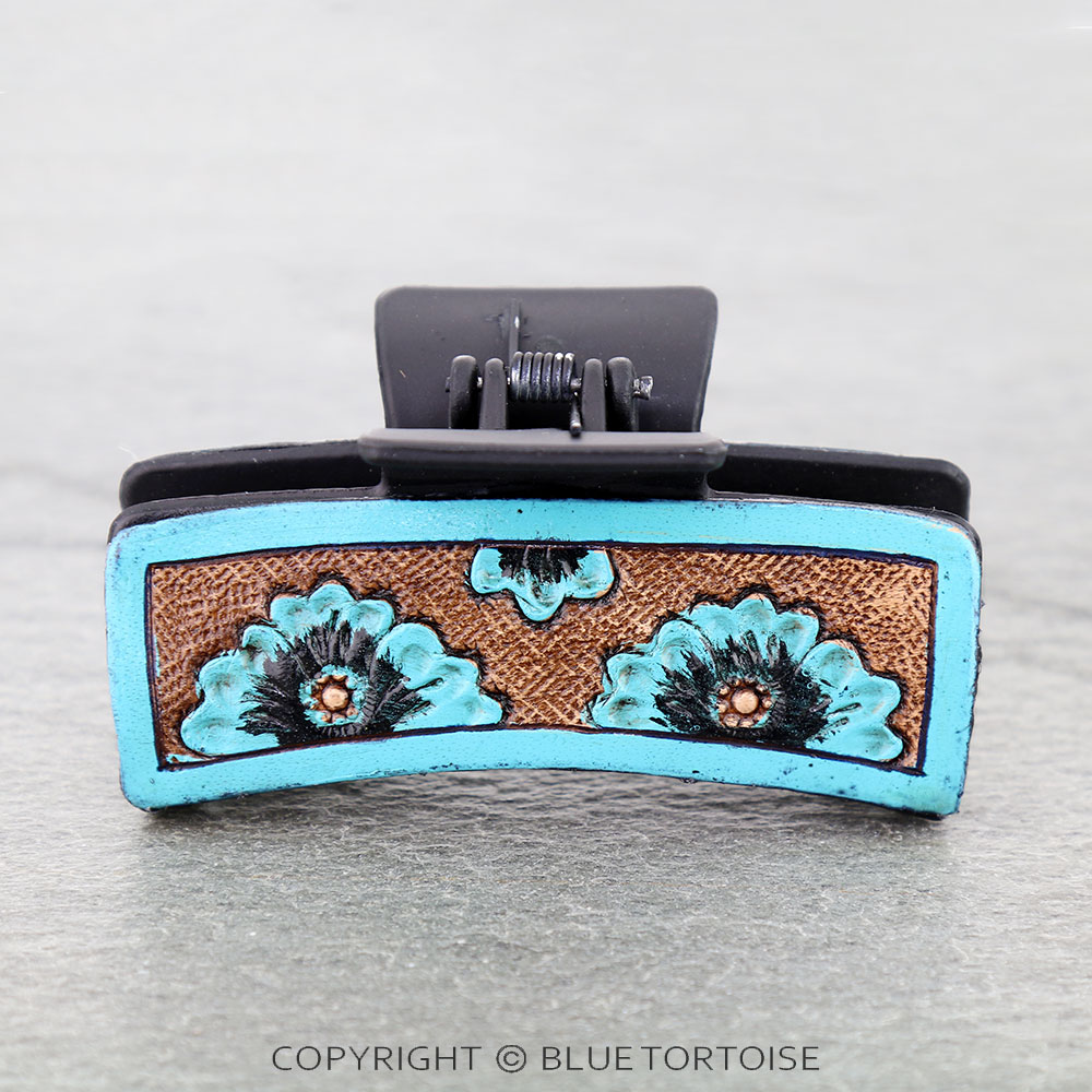 Western Flower Leather Hair Claw Clip - Image 2
