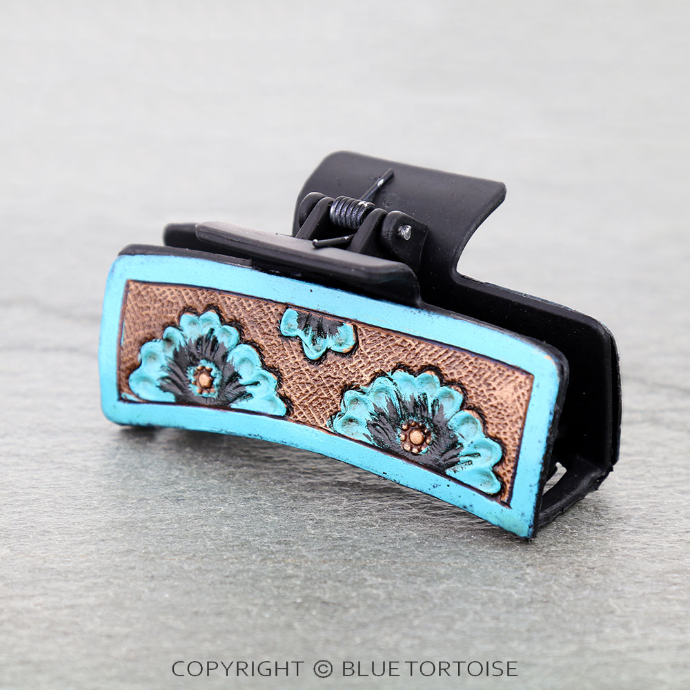 Western Flower Leather Hair Claw Clip