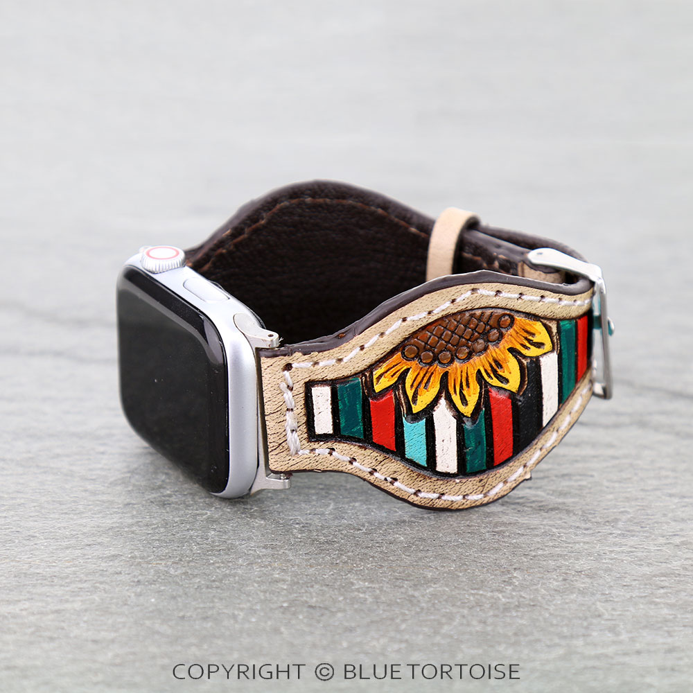 Large Western Style Genuine Leather Apple Watch Band - Image 2