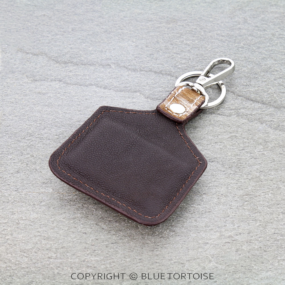 Western Concho Cowhide Ear Tag Keychain - Image 2