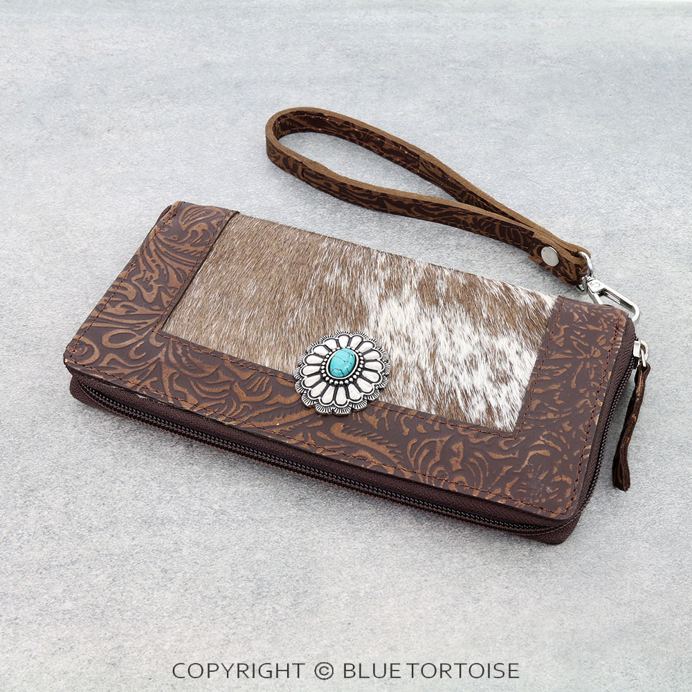 Western Cowhide Clutch - Concho