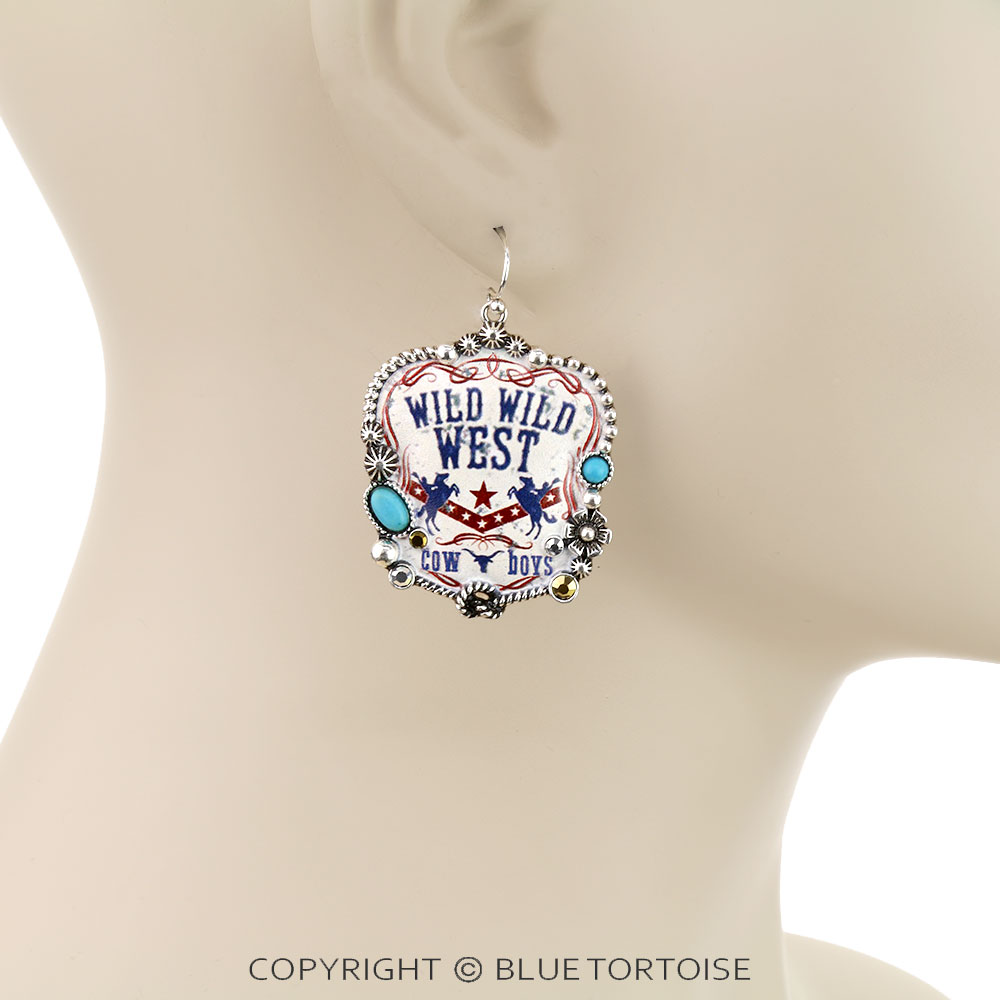 Western Wild West Print Dangle Earrings - Image 2