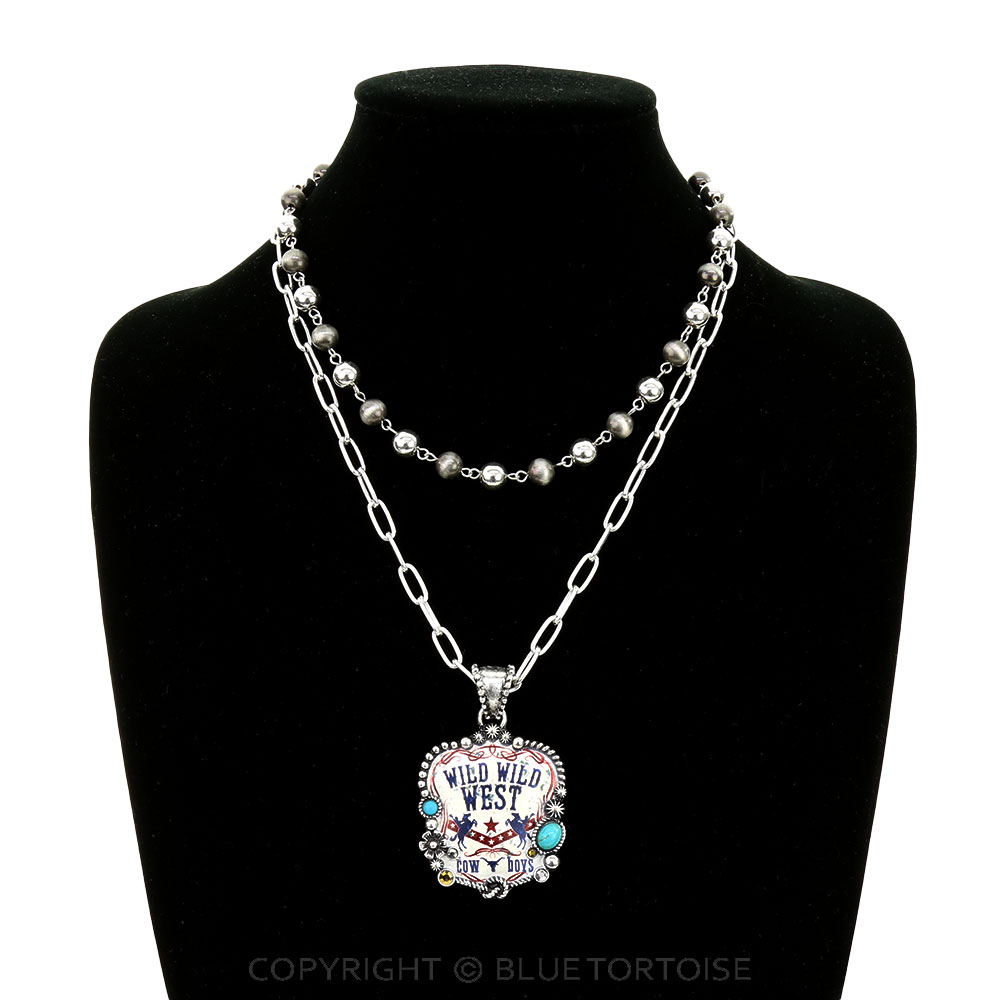 Western Wild West Print Layered Necklace - Image 2