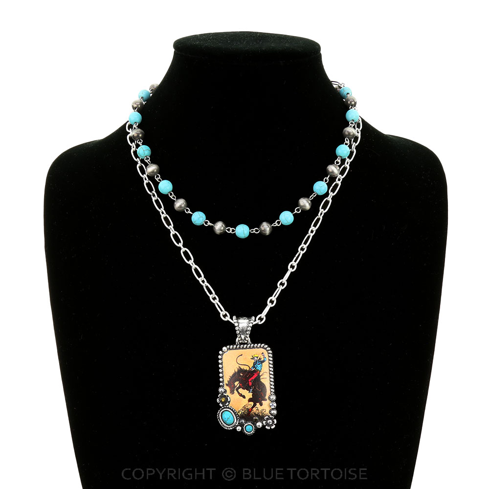 Western Rodeo Print Layered Necklace - Image 2