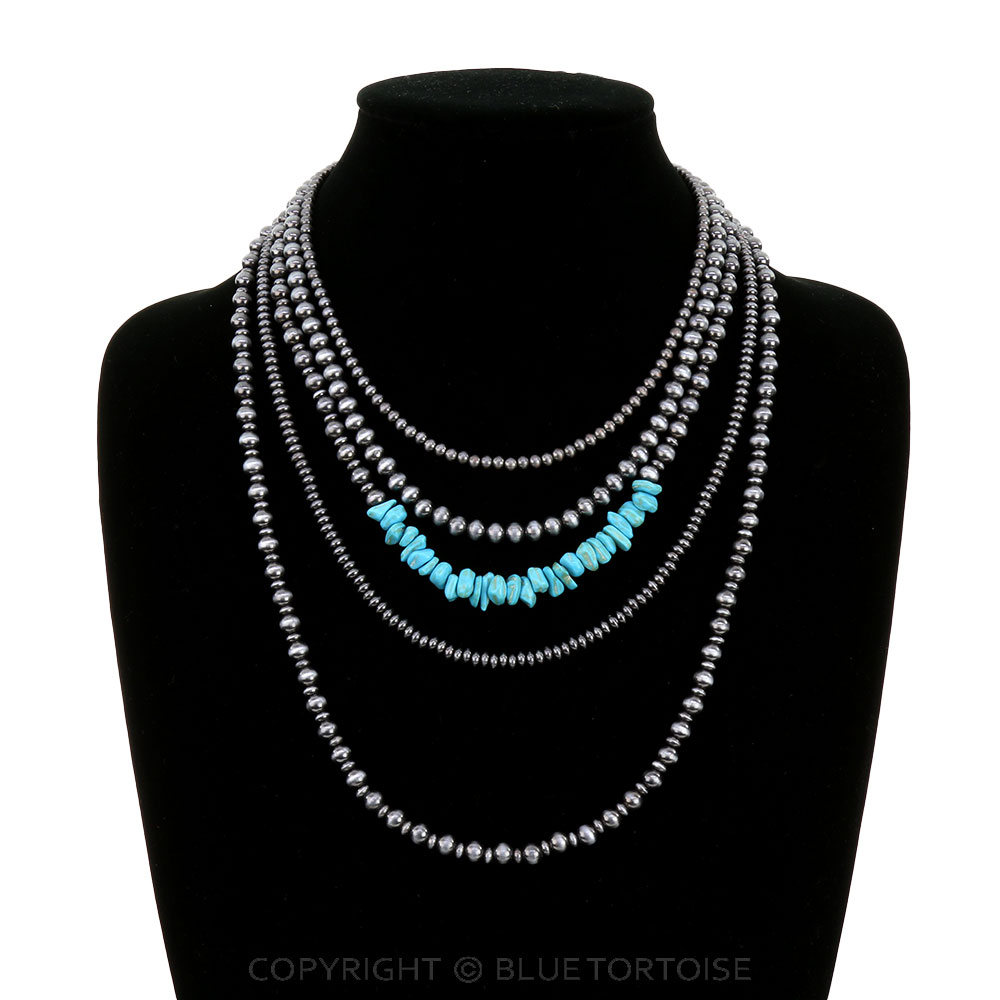 Multi Layered Western Bead Necklace - Round Bead - Image 2