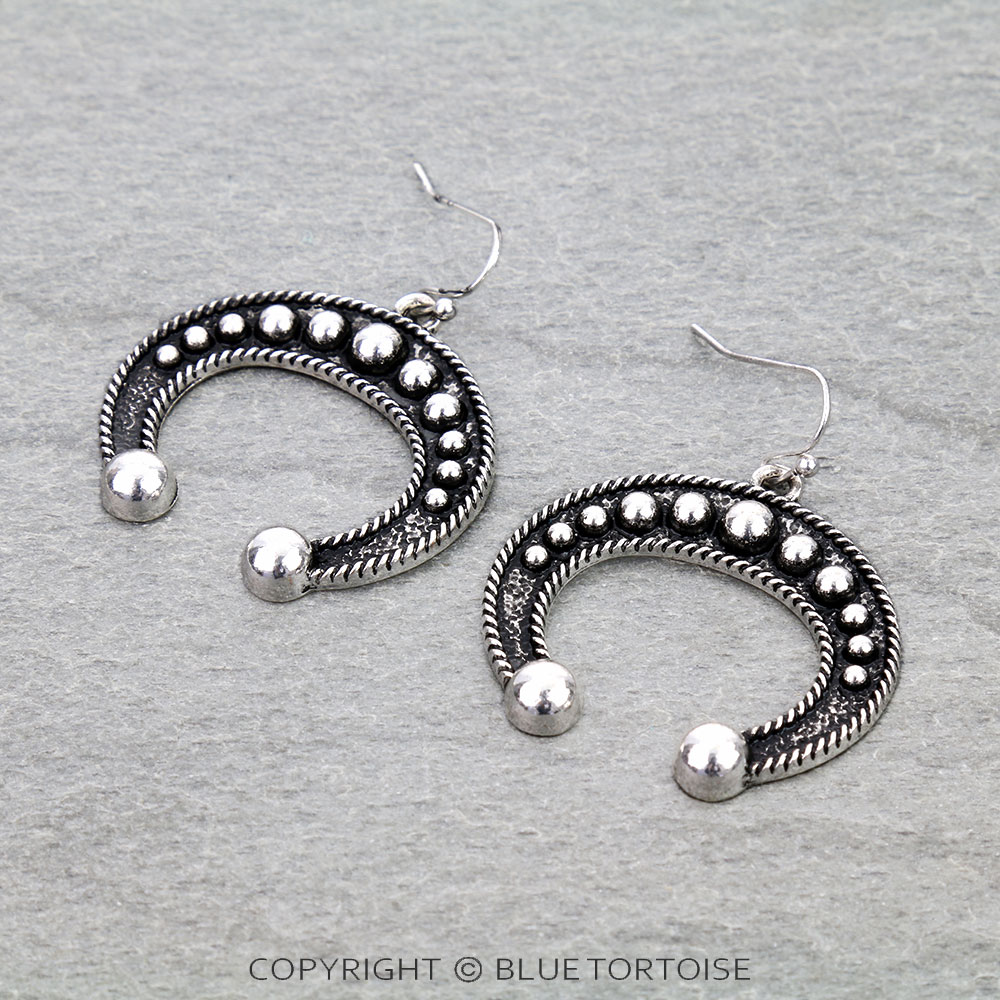 Western Ball TXR Squash Blossom Dangle Earrings