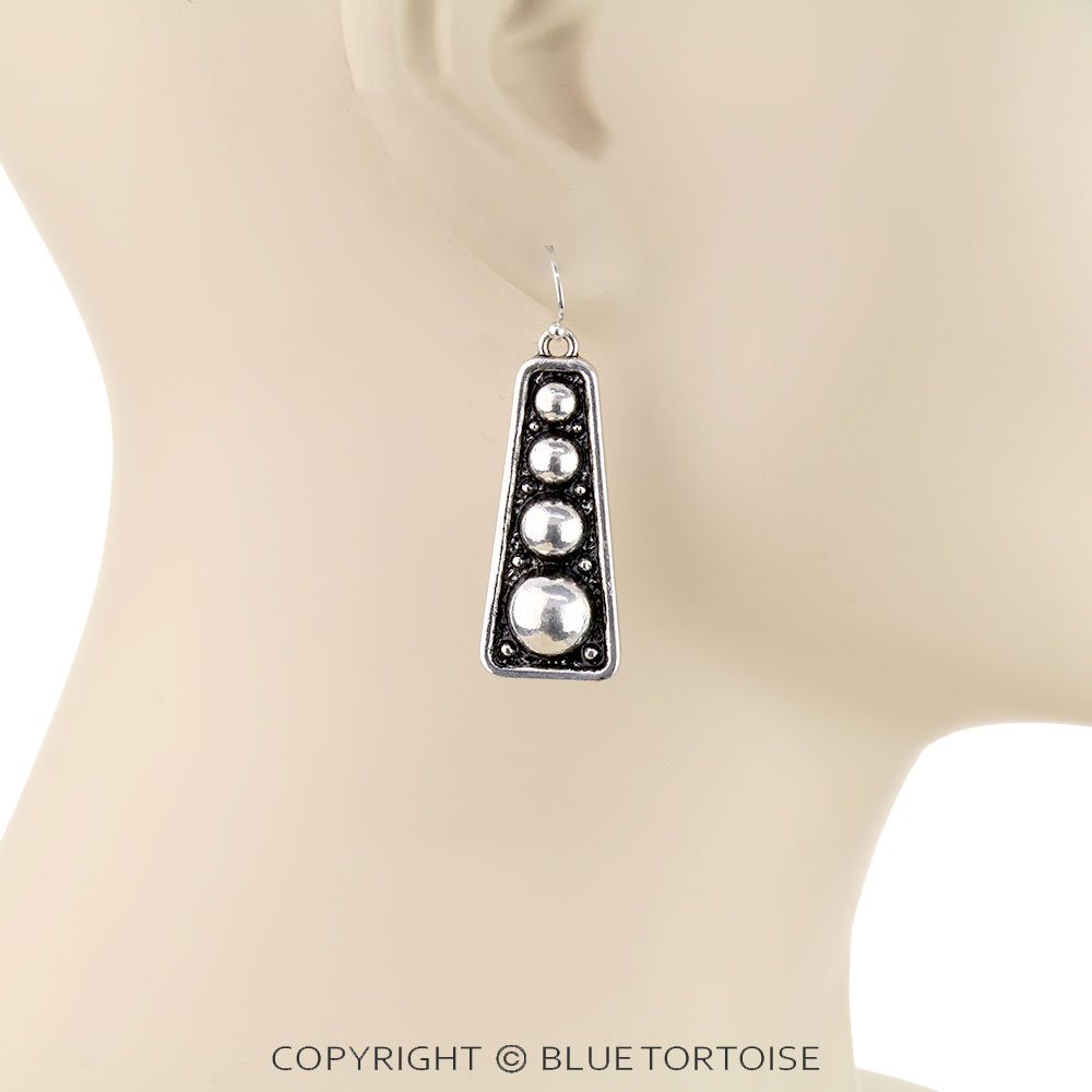 Western Ball TXR Bar Dangle Earrings - Image 2
