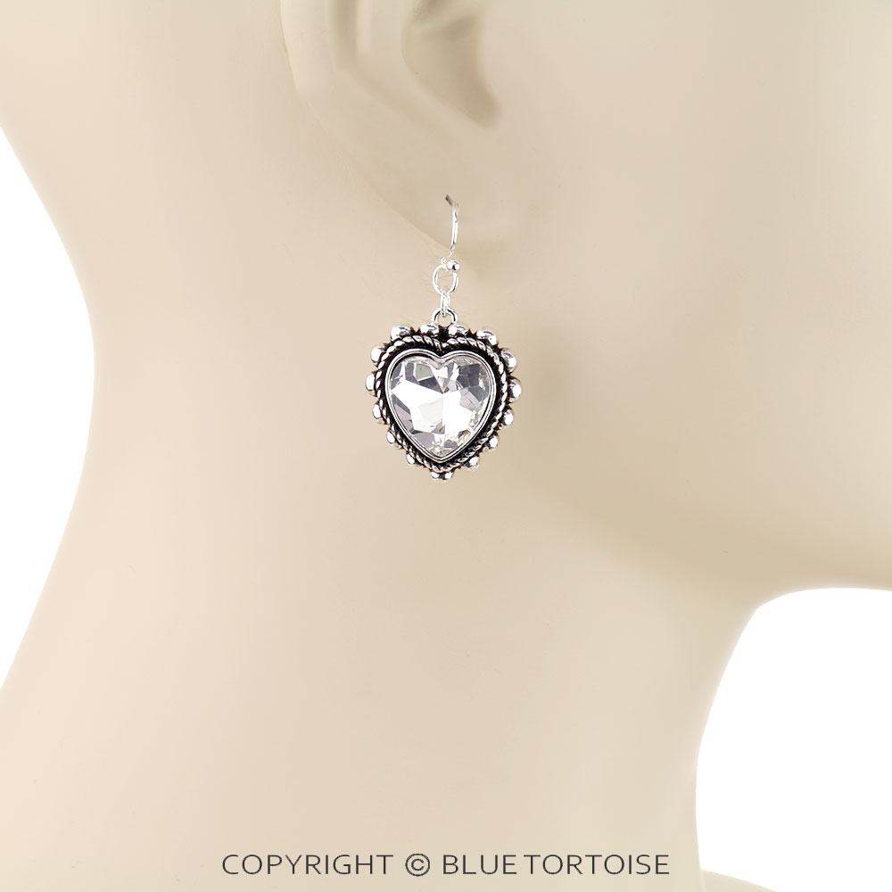 Western Bubble Heart Stone Dangle Earrings - Image 2