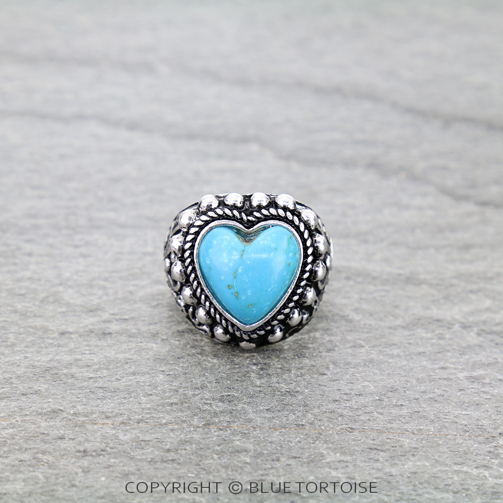 Tailored Filigree Bubble Heart Stone Stretch Ring