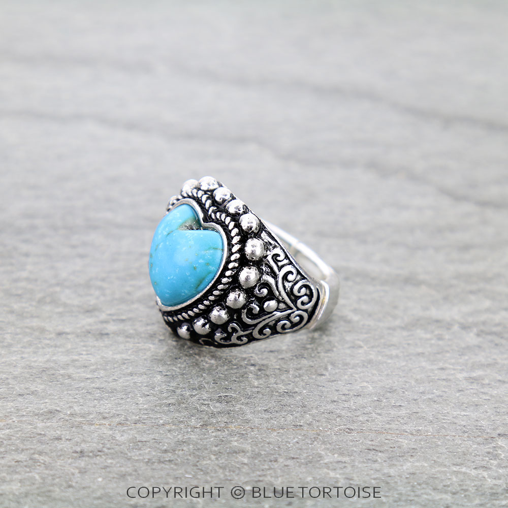 Tailored Filigree Bubble Heart Stone Stretch Ring - Image 2