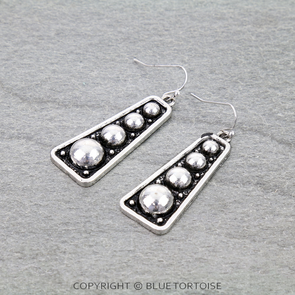 Western Ball TXR Bar Dangle Earrings