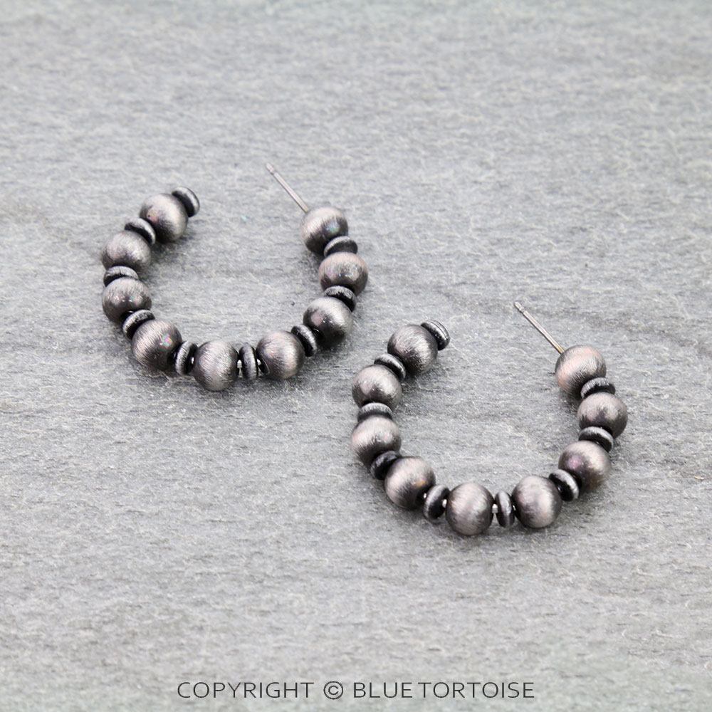 1.25" Navajo Style Pearl Hoop Earrings