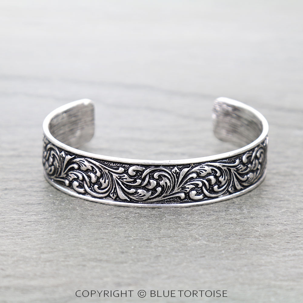 Western Floral Filigree Pattern Cuff Bracelet