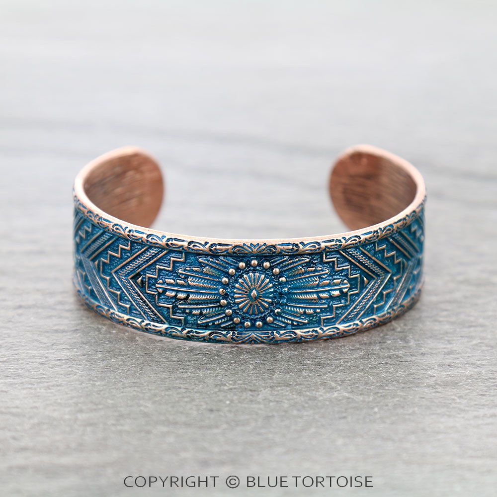 Western Aztec Pattern Concho Cuff Bracelet