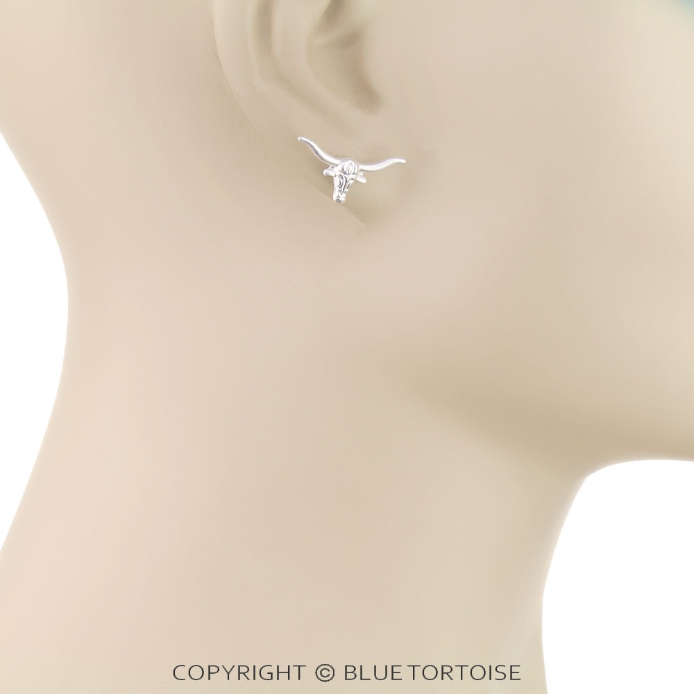 Western Steer Head Stud Earrings - Image 2