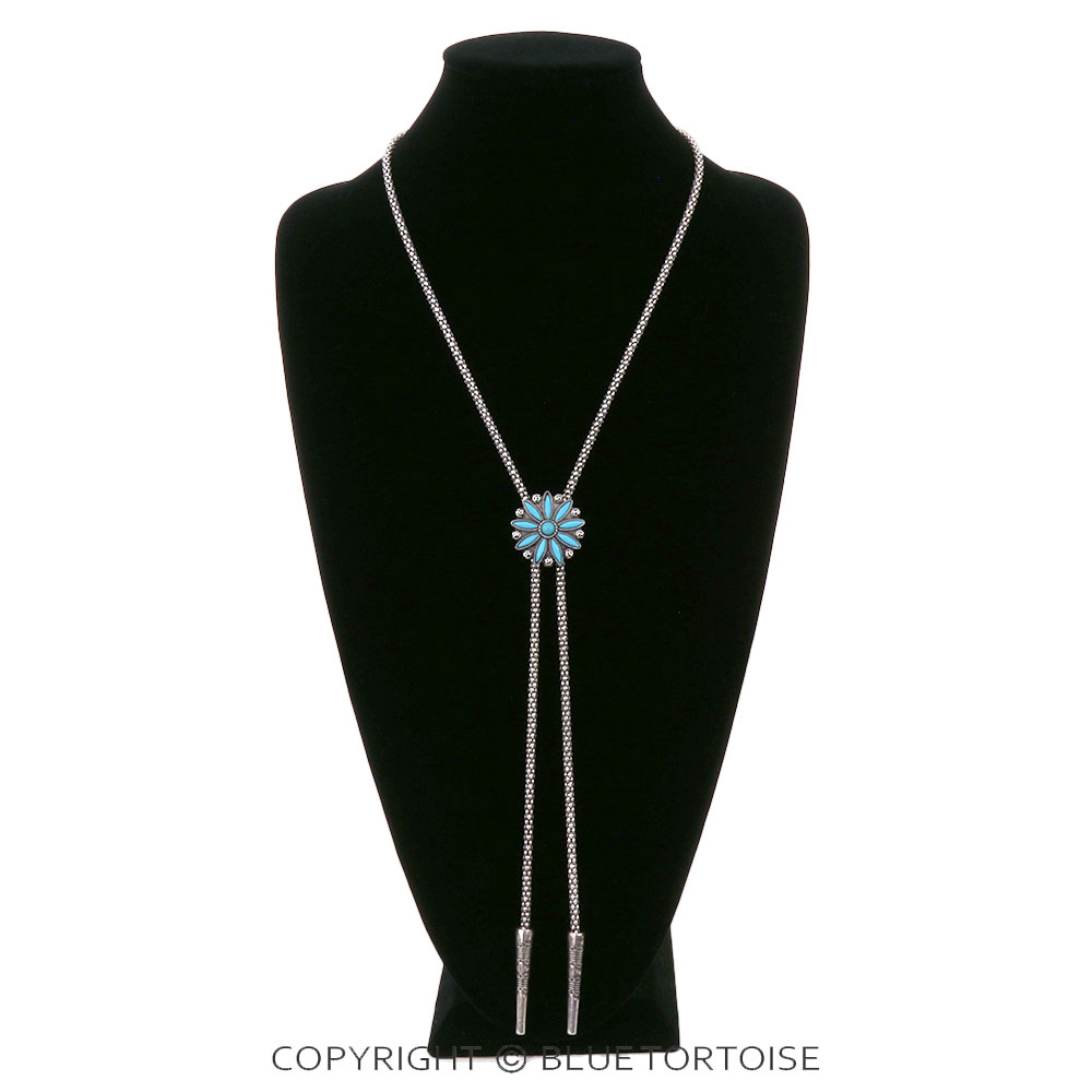 Western Concho Stone Bolo Necklace - Image 2