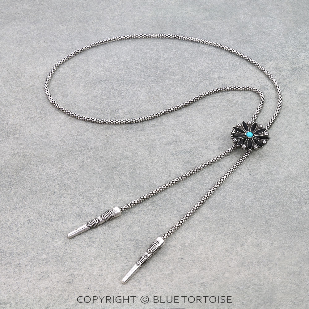 Western Concho Stone Bolo Necklace