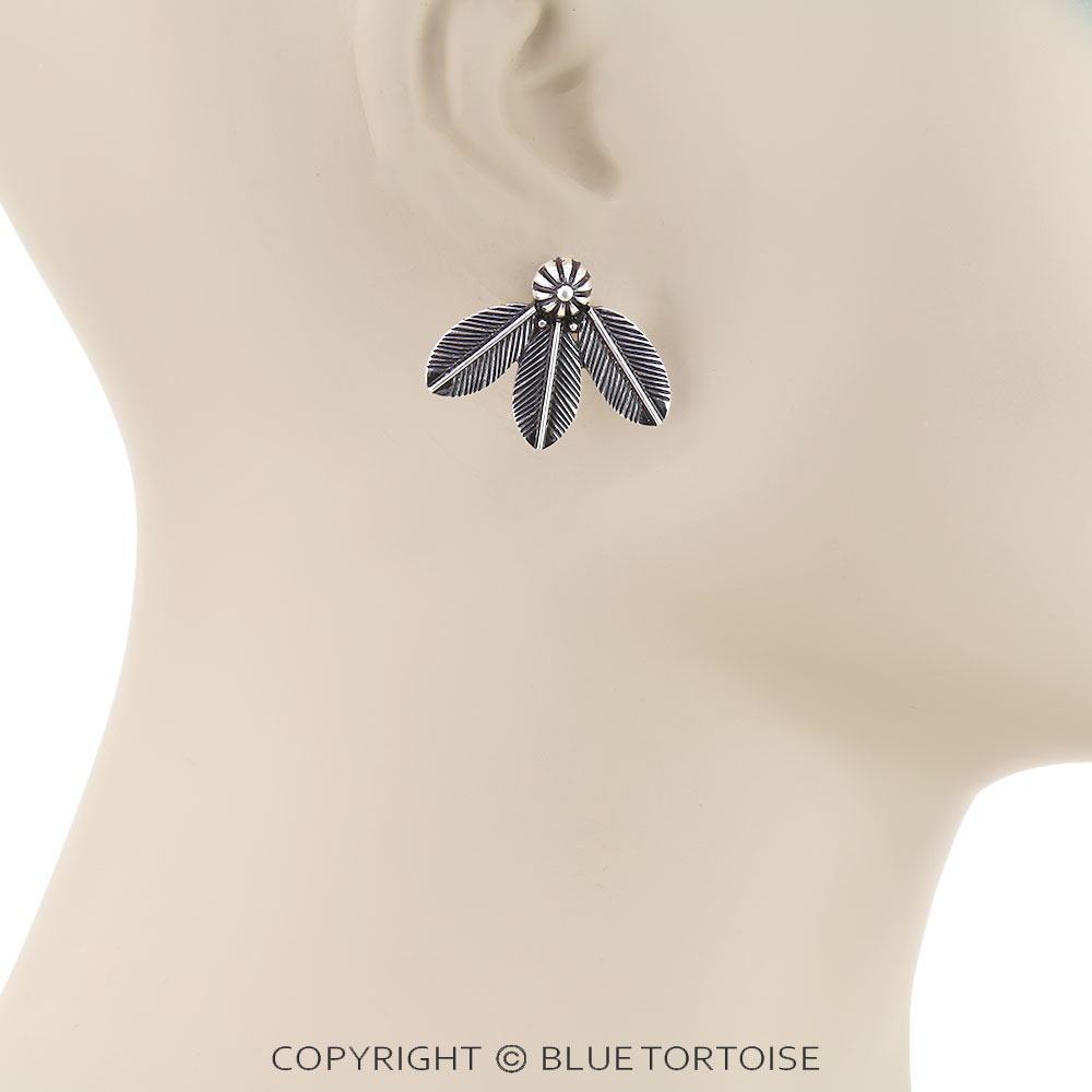 Western Feather Concho Stud Earrings - Image 2