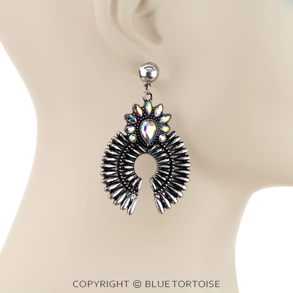 Western Squash Blossom Concho Stud Earrings - Image 2